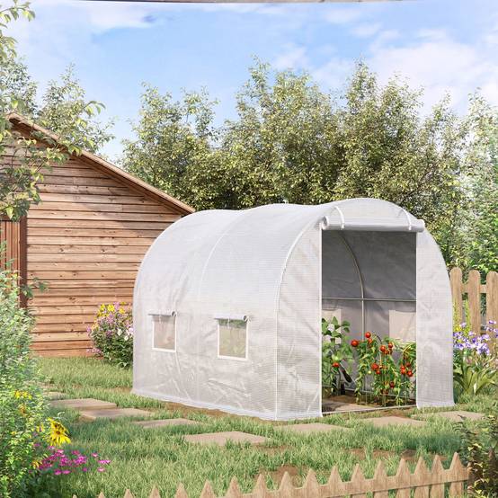 Serre de Jardin Tunnel 6m² Acier galvanisé renforcé 4 fenêtres pour potager 3x2x1,9m Blanc - ComfortXL Outdoor Living - Image 3