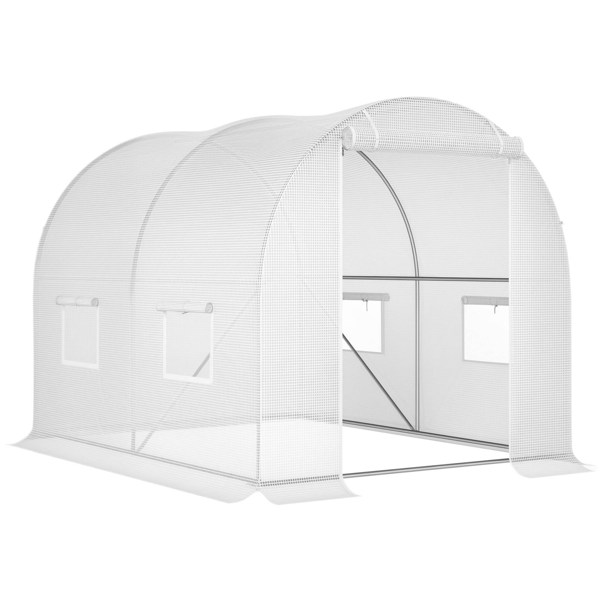 Serre de Jardin Tunnel 6m² Acier galvanisé renforcé 4 fenêtres pour potager 3x2x1,9m Blanc - ComfortXL Outdoor Living - Image 1