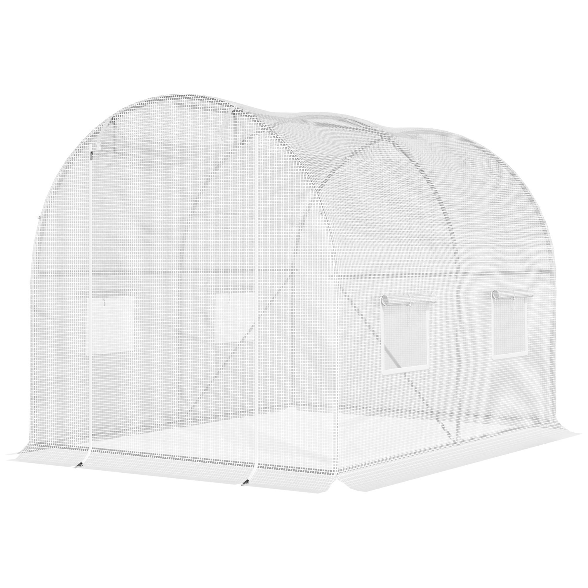 Serre de Jardin Tunnel 6m² Acier galvanisé renforcé 4 fenêtres pour potager 3x2x1,9m Blanc - ComfortXL Outdoor Living - Image 2