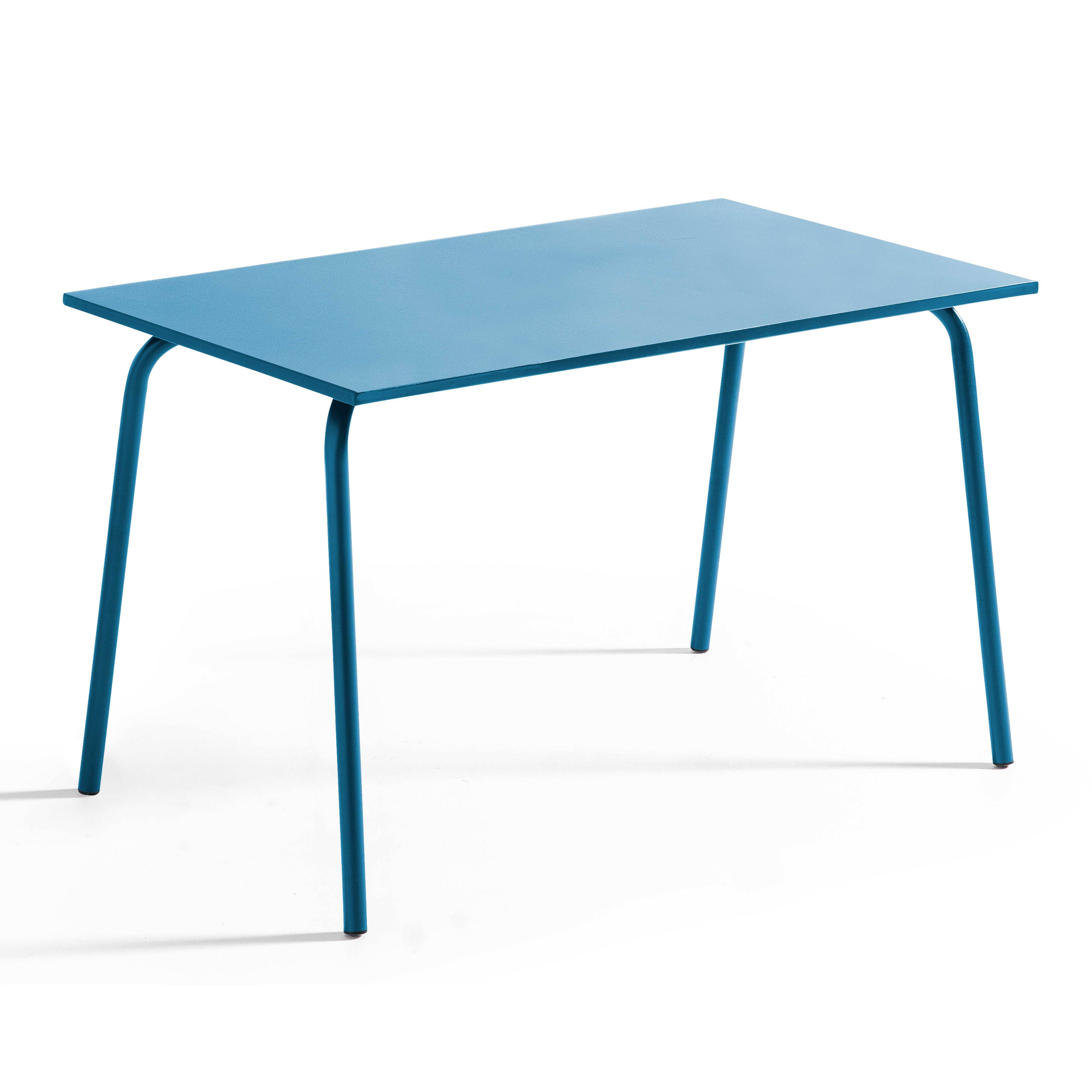 Oviala - Table de jardin en acier 6 places 120 cm bleu pacific Palavas - Oviala - Image 1