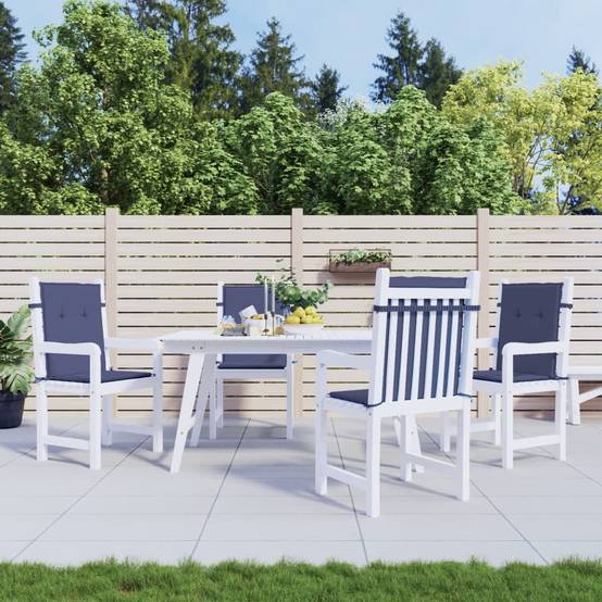 Lot de 4 Coussins Chaise de Jardin Dossier Bas Tissu Polyester Déperlant Bleu Marine 100x50x4cm – ComfortXL Outdoor Living - Image 1