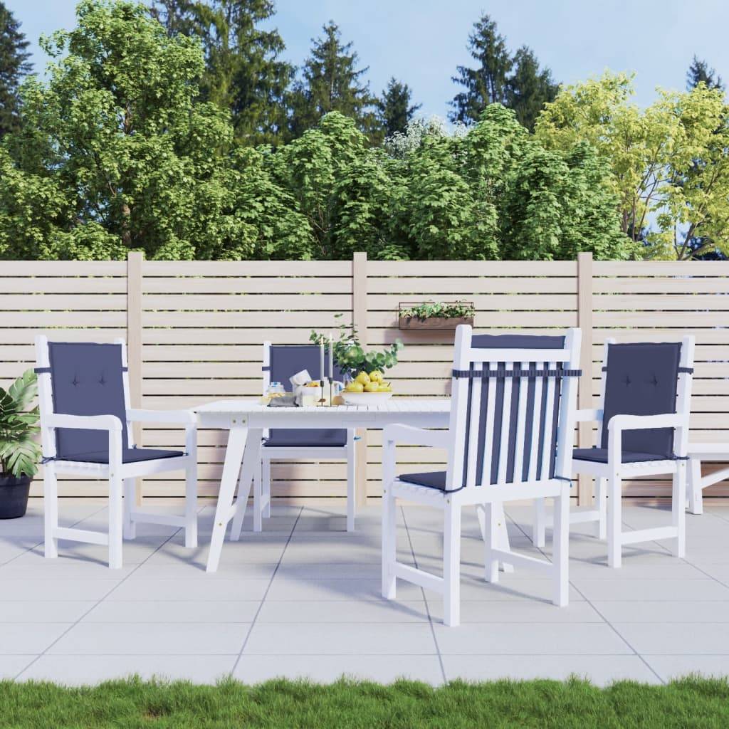 Lot de 4 Coussins Chaise de Jardin Dossier Bas Tissu Polyester Déperlant Bleu Marine 100x50x4cm – ComfortXL Outdoor Living - Image 1