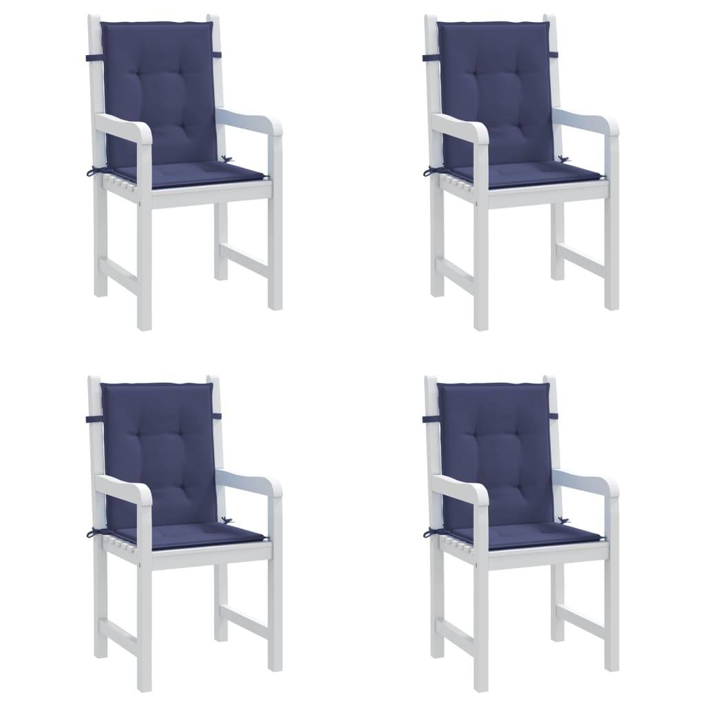 Lot de 4 Coussins Chaise de Jardin Dossier Bas Tissu Polyester Déperlant Bleu Marine 100x50x4cm – ComfortXL Outdoor Living - Image 4