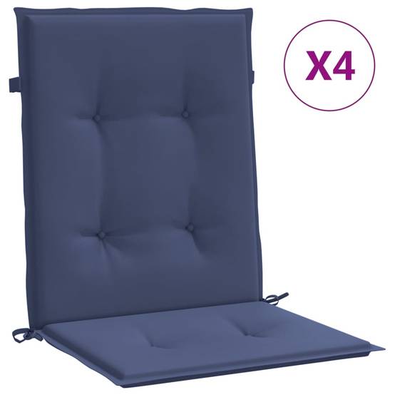 Lot de 4 Coussins Chaise de Jardin Dossier Bas Tissu Polyester Déperlant Bleu Marine 100x50x4cm – ComfortXL Outdoor Living - Image 2