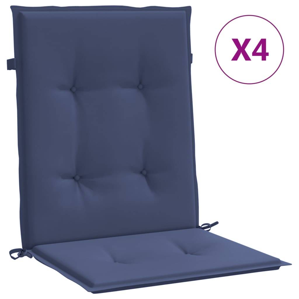 Lot de 4 Coussins Chaise de Jardin Dossier Bas Tissu Polyester Déperlant Bleu Marine 100x50x4cm – ComfortXL Outdoor Living - Image 2