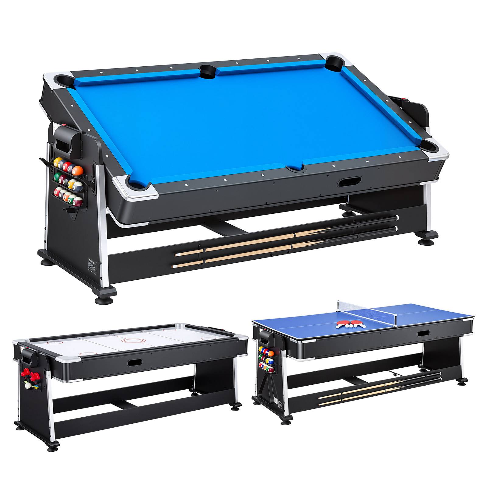 Vevor - VEVOR Table de jeux 3-en-1 de 221,5 cm, billard, air hockey et ping-pong, avec soufflerie et accessoires