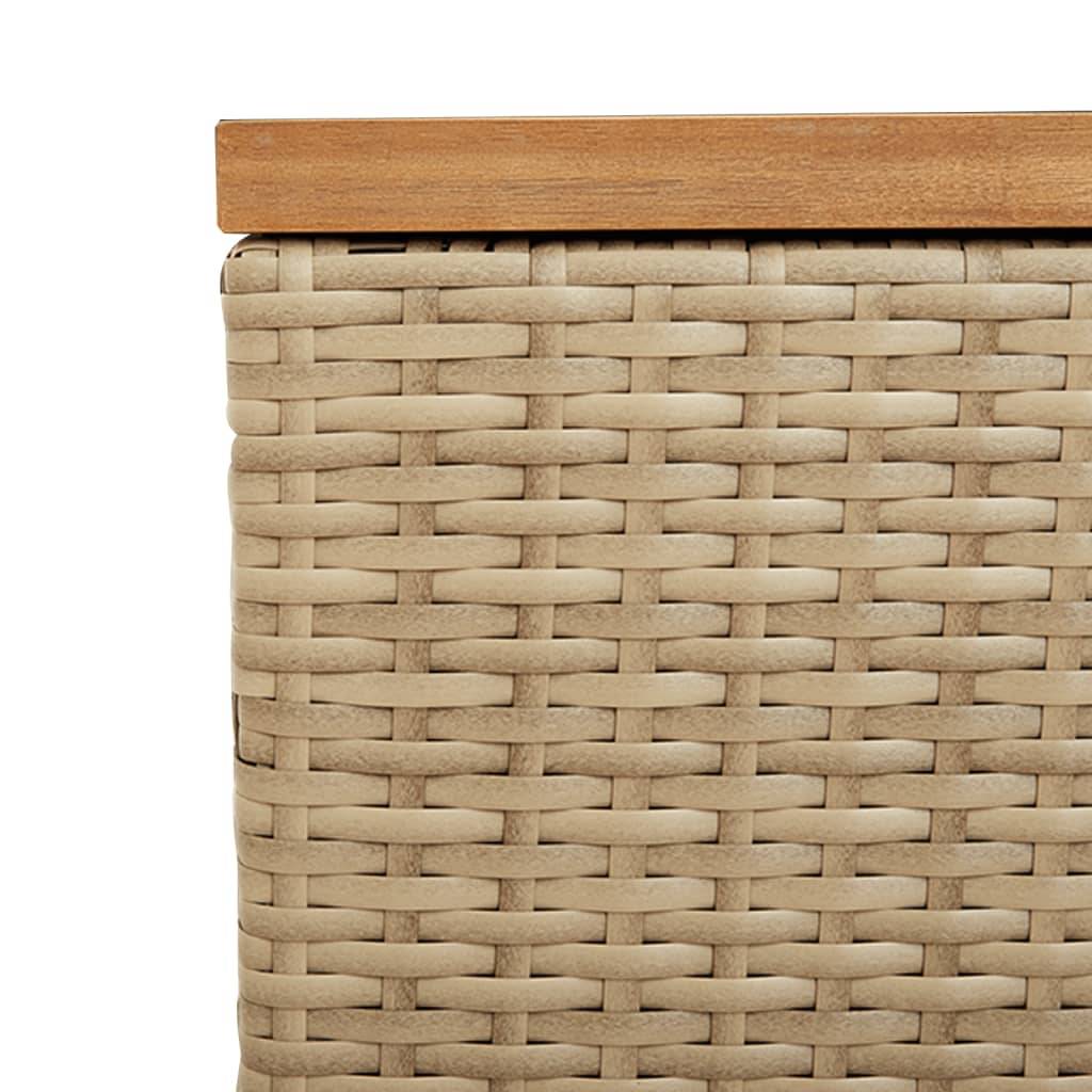 Coffre de rangement - Boîte de rangement extérieure - Coffre de jardin beige résine tressée bois d'acacia-JU12078 - Image 9