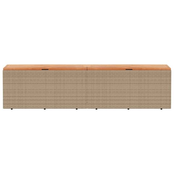 Coffre de rangement - Boîte de rangement extérieure - Coffre de jardin beige résine tressée bois d'acacia-JU12078 - Image 4
