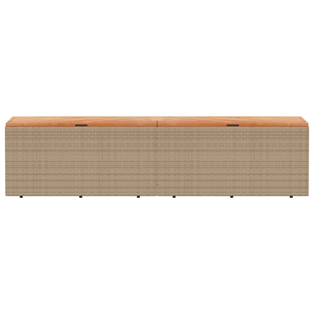 Coffre de rangement - Boîte de rangement extérieure - Coffre de jardin beige résine tressée bois d'acacia-JU12078 - Image 4