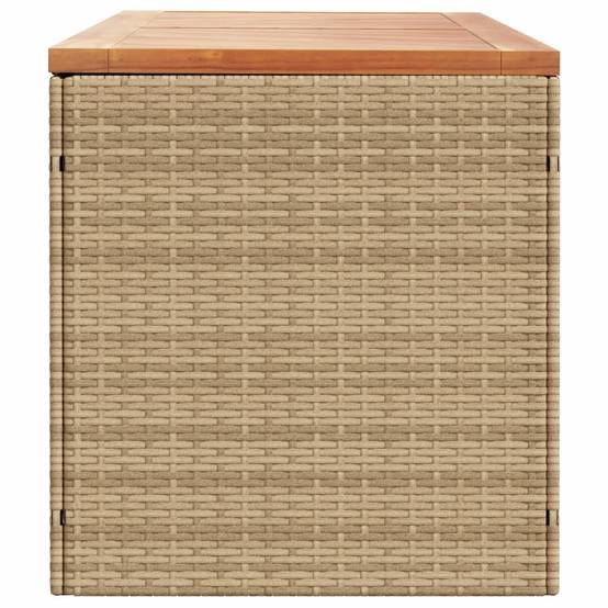 Coffre de rangement - Boîte de rangement extérieure - Coffre de jardin beige résine tressée bois d'acacia-JU12078 - Image 5