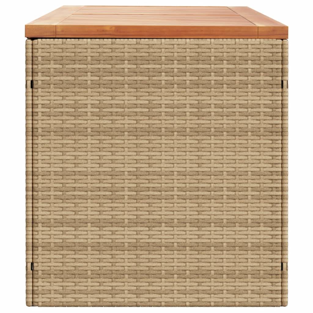 Coffre de rangement - Boîte de rangement extérieure - Coffre de jardin beige résine tressée bois d'acacia-JU12078 - Image 5