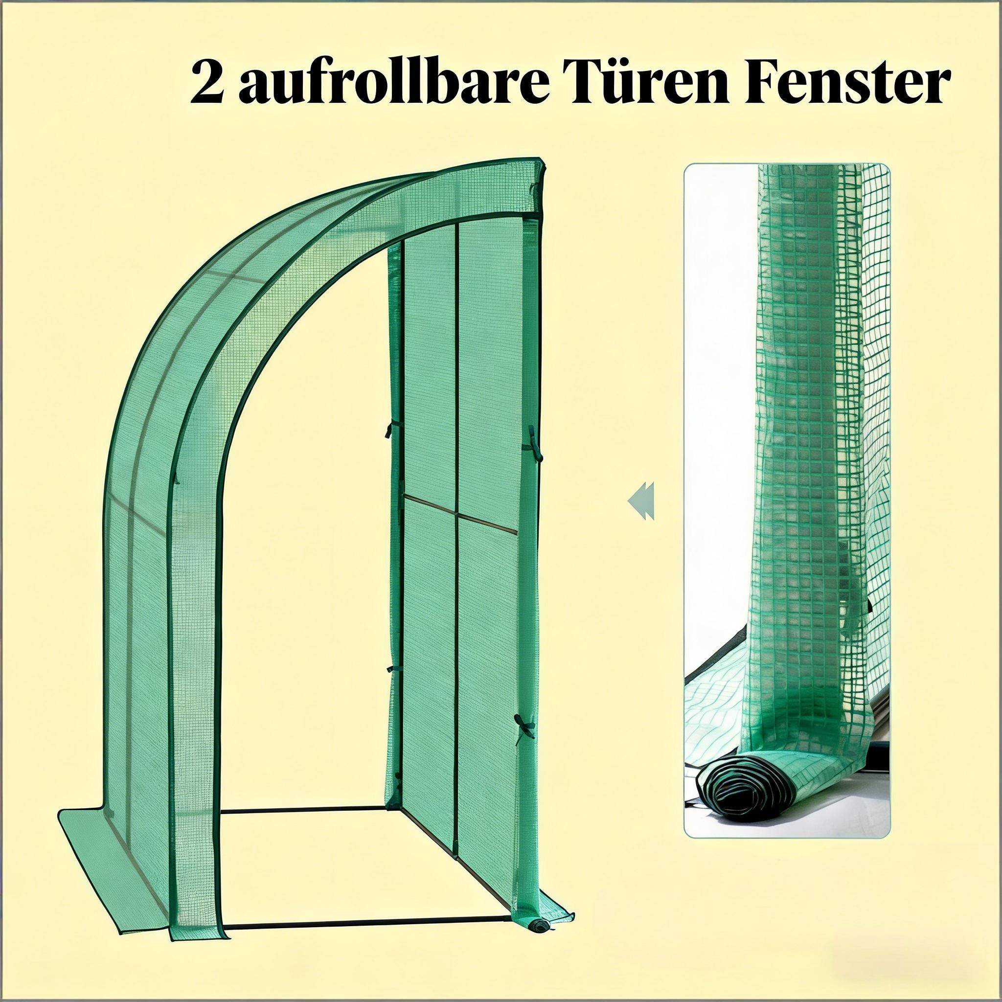 Serre adossée de jardin Métal PE pour plantes protection 200x100x210cm Vert - ComfortXL Outdoor Living - Image 5