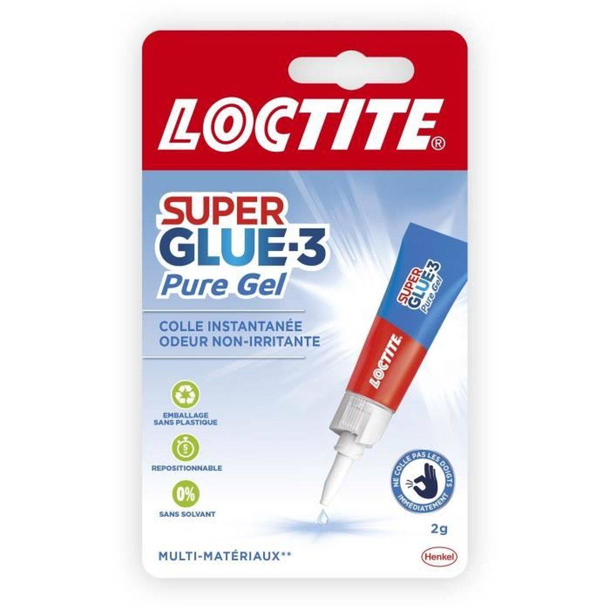 Loctite - Colle cyanoacrylate instantanée en gel 2 g, résistante aux coulures et transparente - LOCTITE SUPERGLUE-3 Pure Gel