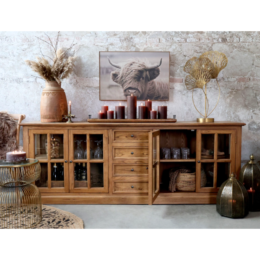 Chemin De Campagne - Vitrine en bois de peuplier marron et verre 220 x 45 x 80 cm Chemin de campagne - Image 2