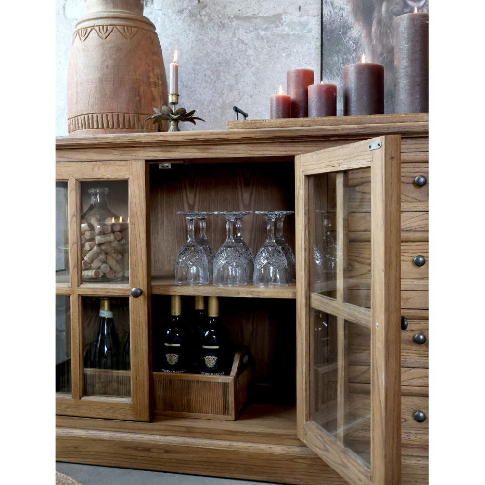 Chemin De Campagne - Vitrine en bois de peuplier marron et verre 220 x 45 x 80 cm Chemin de campagne - Image 3