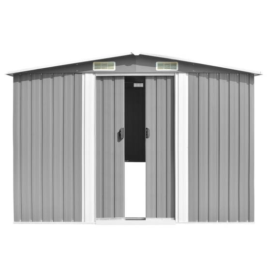 Abri de jardin cabane cabanon maison de stockage remise extérieur hangar outils robuste 257 x 580 x 181 cm métal gris - Image 2
