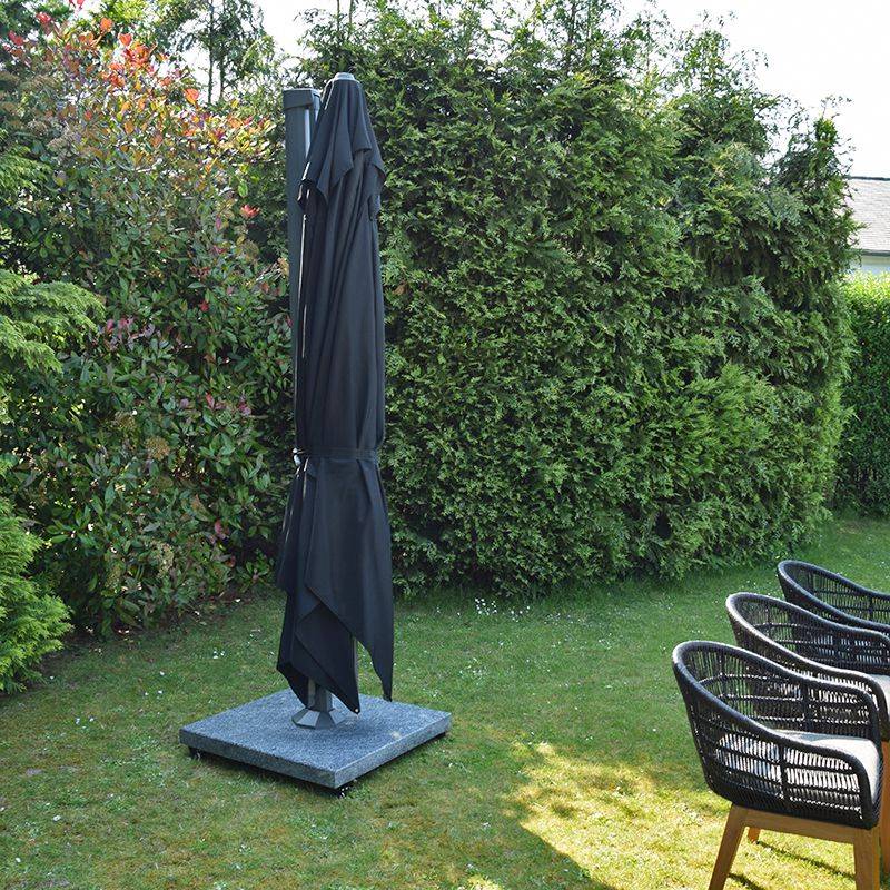 Gecko Jardin - Pied de parasol en granite gris 120 kg avec roulettes Platinia - Gecko Jardin - Image 7