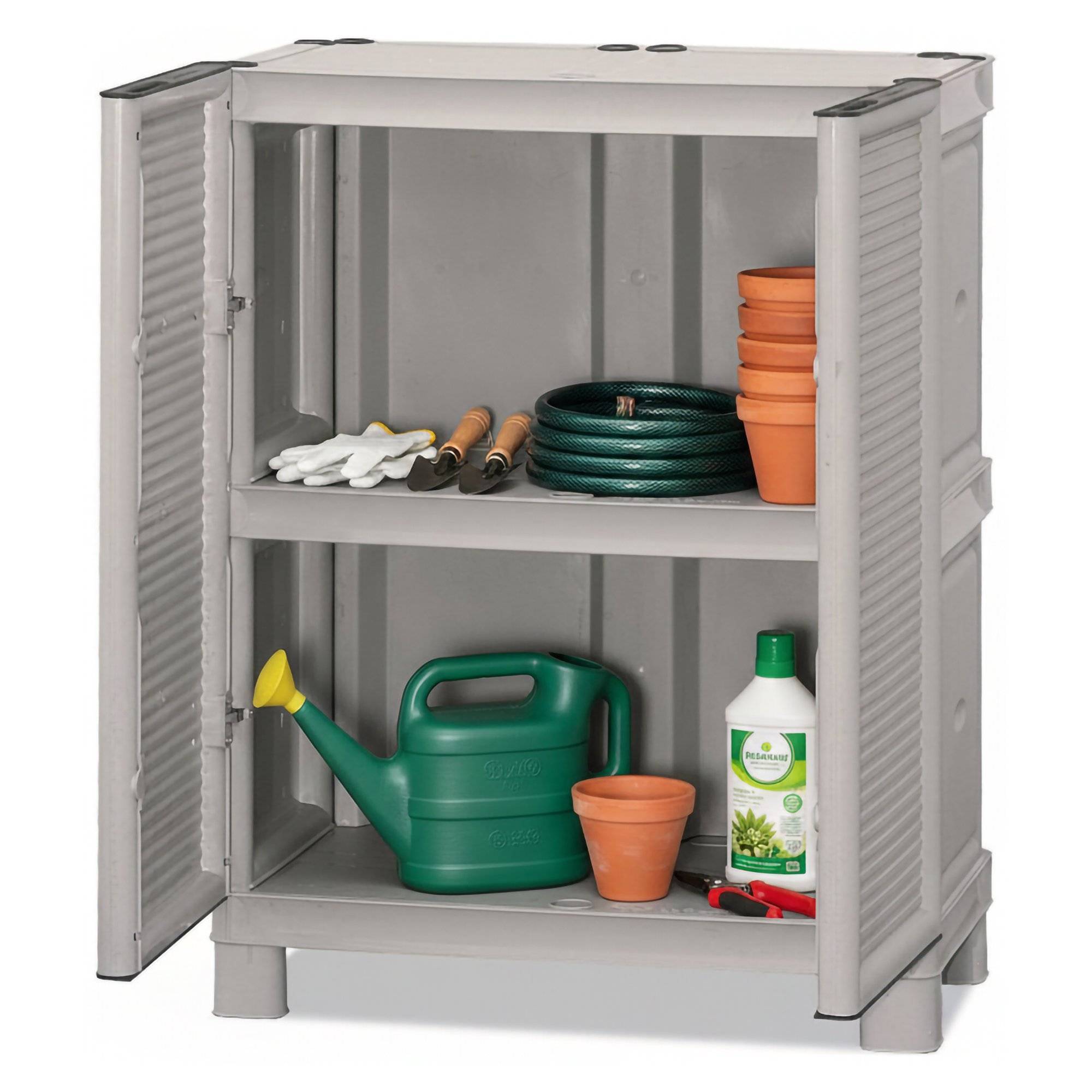 Dmora - Armoire d'extérieur Dbiondin, Mobilier d'extérieur, Armoire de balcon polyvalente, Armoire d'extérieur, Gris clair, 70x39h92 cm - Dmora - Image 1