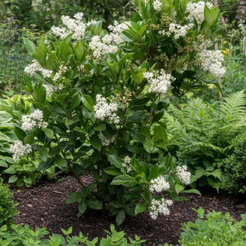 Troène du Japon, Ligustrum à fleurs Blanche - feuillage Persistant - Pot de 15L - 100/120 cm-  hauteur à maturité De 1,50 m à 2,00 m - Image 4
