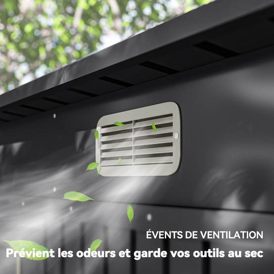 Abri de jardin tôle acier pour équipement extérieur double porte verrouillable 249cm gris - ComfortXL Outdoor Living - Image 9