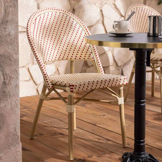 Oviala - Table de terrasse 60cm inclinable marbre noir et 2 chaises rouge Montmartre - Oviala - Image 2