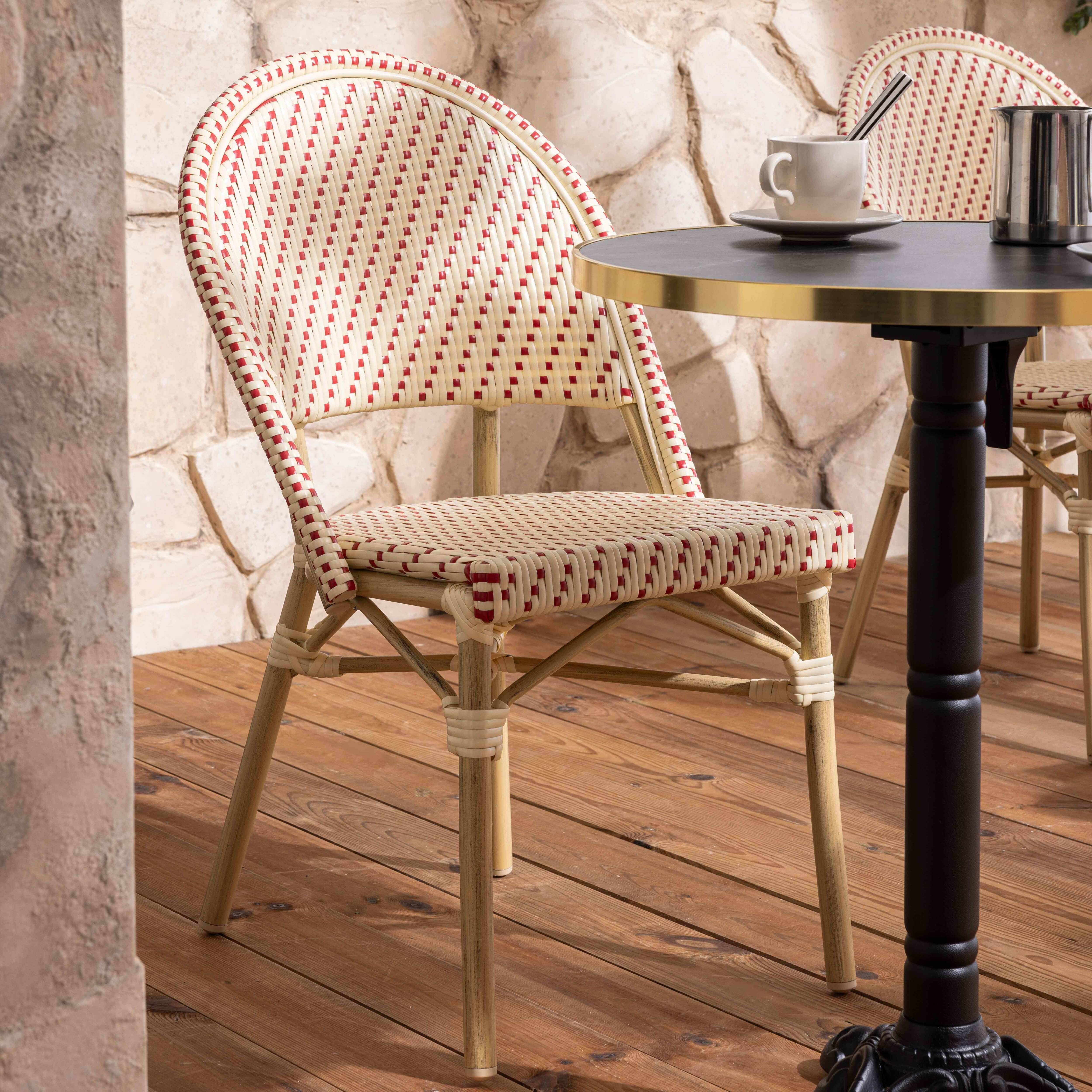 Oviala - Table de terrasse 60cm inclinable marbre noir et 2 chaises rouge Montmartre - Oviala - Image 2