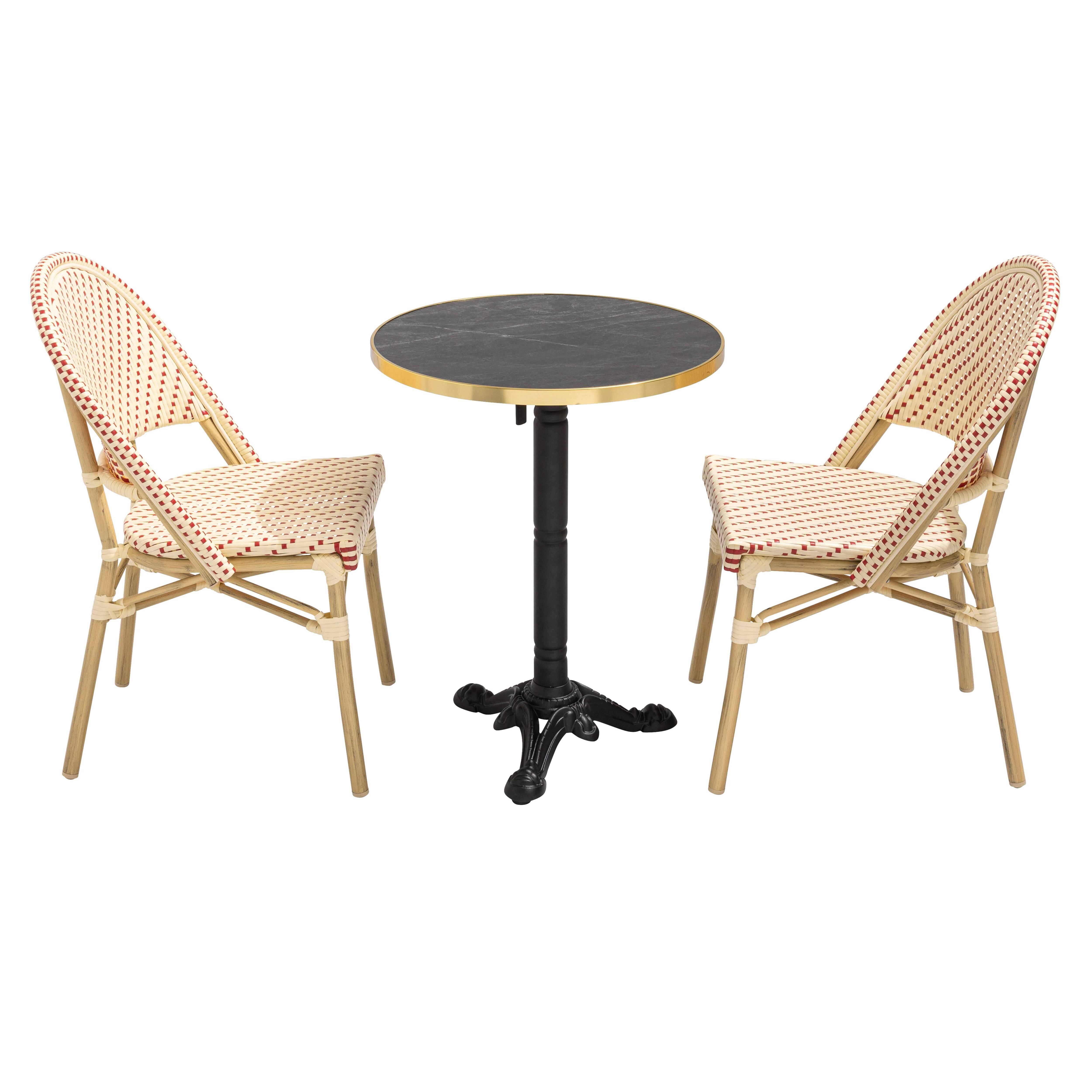 Oviala - Table de terrasse 60cm inclinable marbre noir et 2 chaises rouge Montmartre - Oviala - Image 4