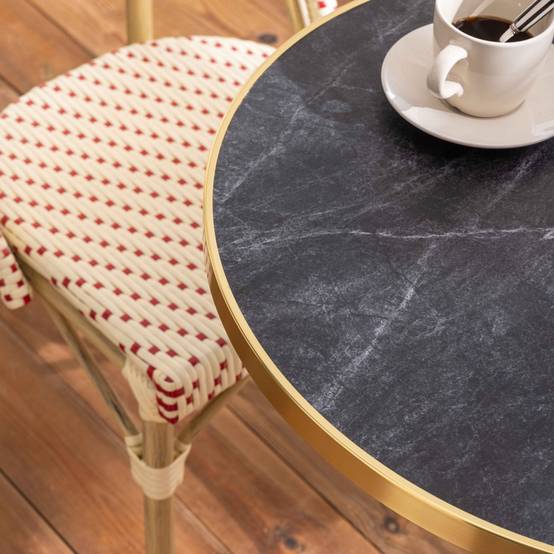 Oviala - Table de terrasse 60cm inclinable marbre noir et 2 chaises rouge Montmartre - Oviala - Image 3