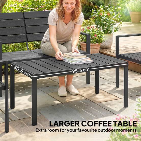 Outsunny - Salon de jardin extérieur 4 pièces - avec canapé 2 places, 2 chaises et table basse - pour terrasse veranda - noir - Outsunny - Image 9