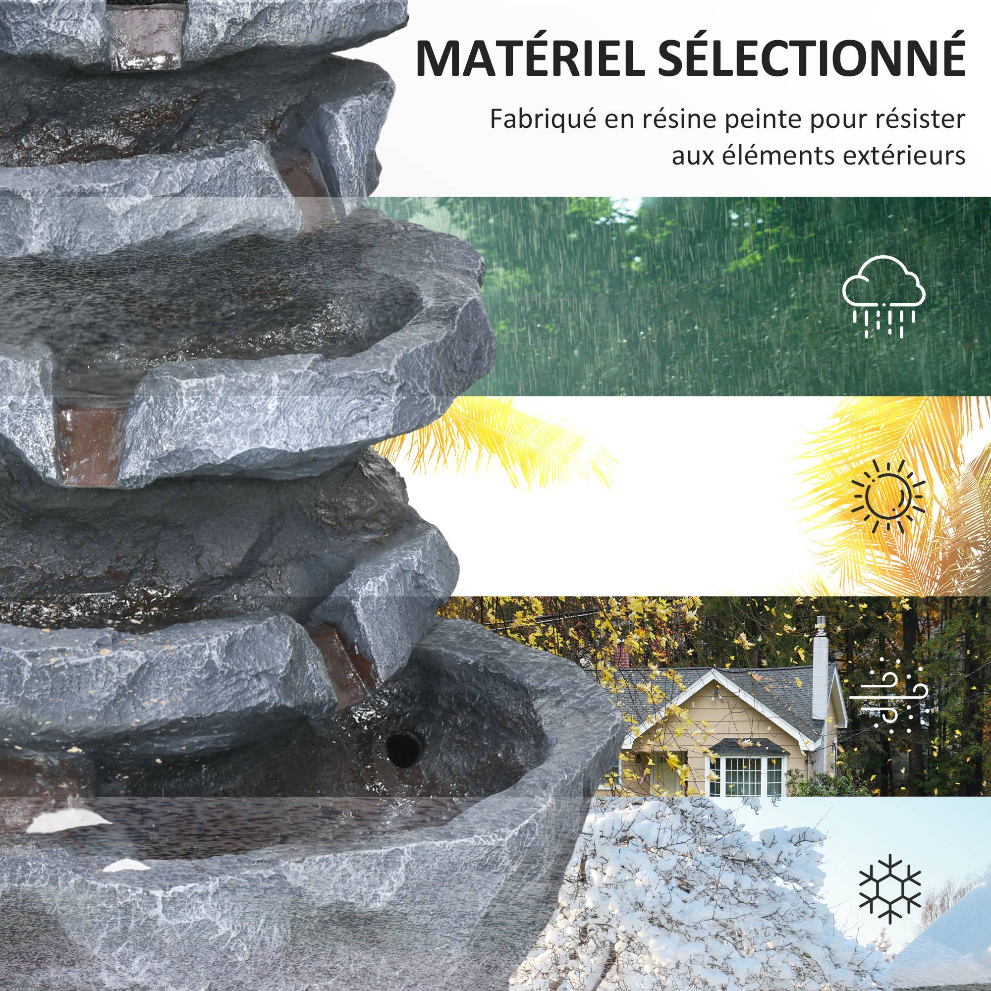 Fontaine de jardin résine gris 38 x 31 x 55 cm - PANGIVO - Image 9