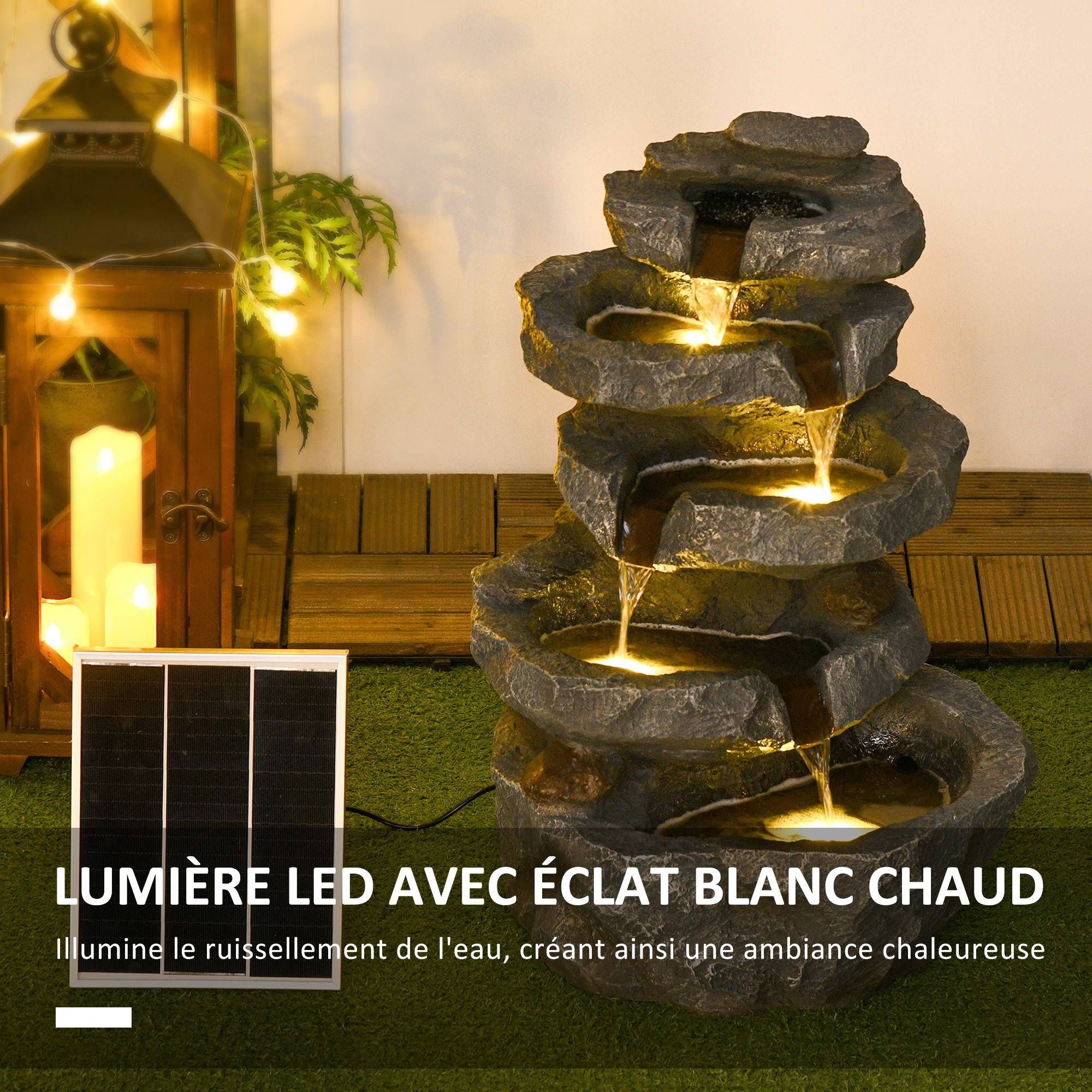 Fontaine de jardin résine gris 38 x 31 x 55 cm - PANGIVO - Image 6