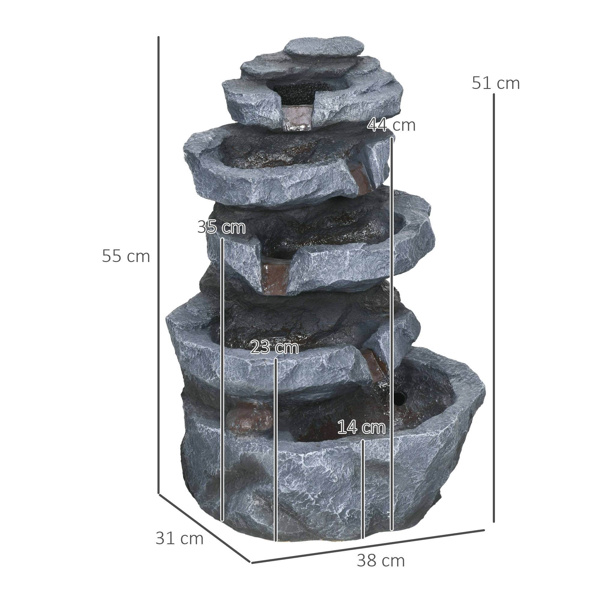 Fontaine de jardin résine gris 38 x 31 x 55 cm - PANGIVO - Image 5