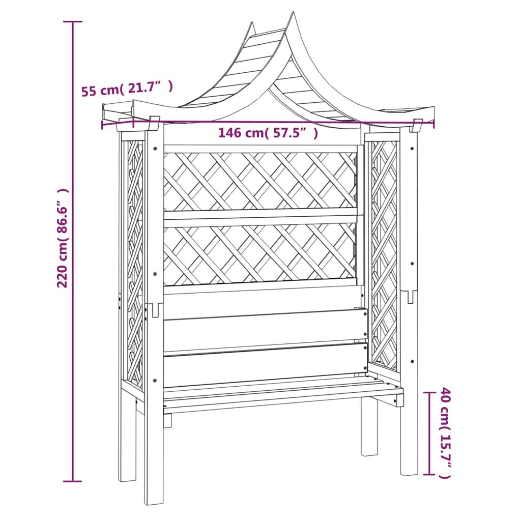ComfortXL - Arche de Jardin Bois Pin Banc Intégré 2 Bacs à Fleurs Tonnelle Rosiers 198cm - ComfortXL Outdoor Living - Image 8