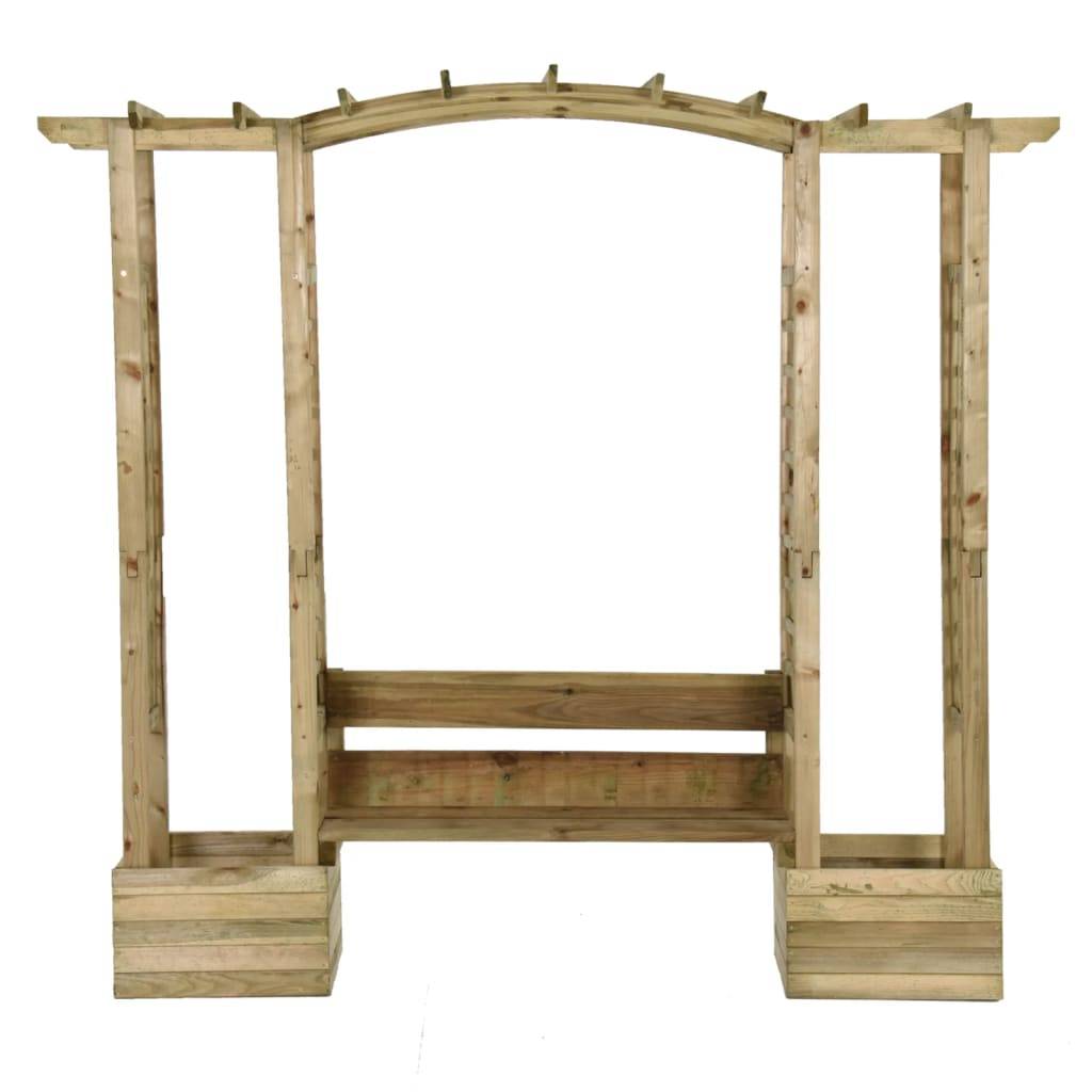 ComfortXL - Arche de Jardin Bois Pin Banc Intégré 2 Bacs à Fleurs Tonnelle Rosiers 198cm - ComfortXL Outdoor Living - Image 3