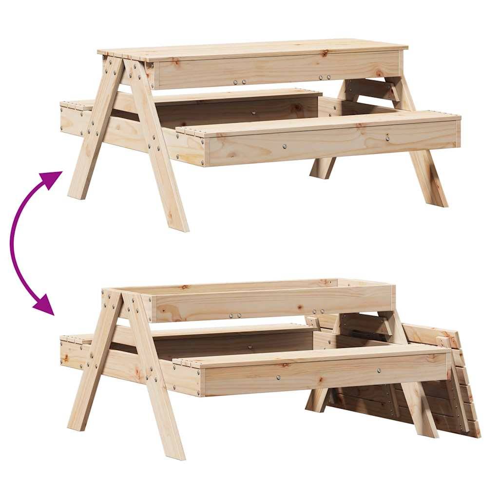 PANGIVO - Table de pique-nique avec bac à sable pour enfants bois massif de pin 99,5 x 105 x 52 cm, Poids :19kg - PANGIVO - Image 8