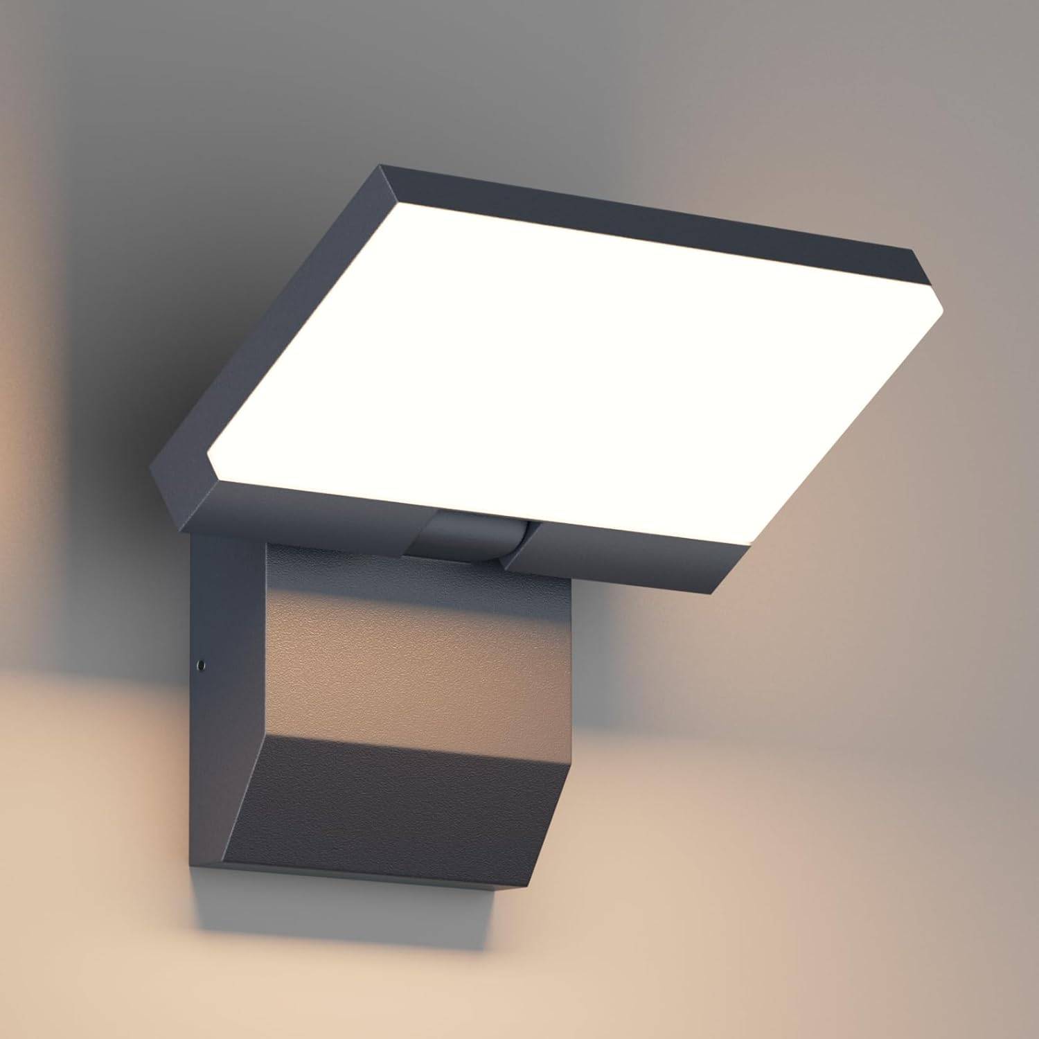 8 in 1 - Applique LED 24 W, lumière extérieure angle d'éclairage réglable, lumière chaude 3000 K, applique murale IP65 (anthracite) - Image 1