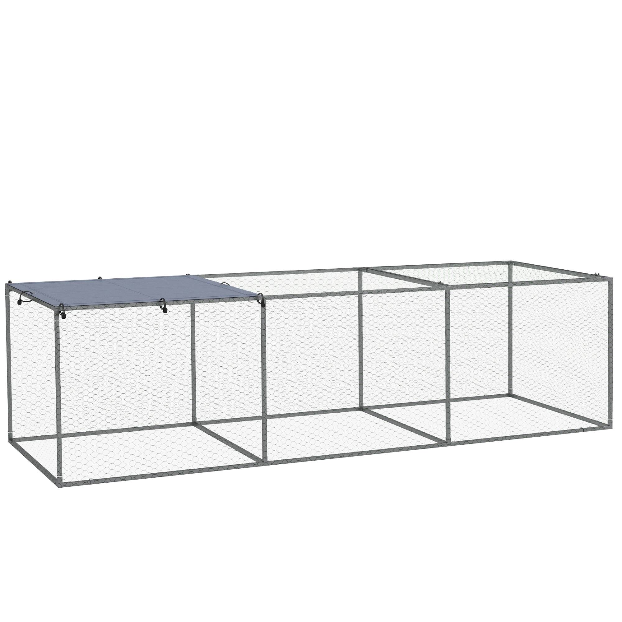 Sans Marque - Enclos poulailler cage clapier extérieur 3 m² petits animaux 3x1x0,8 m acier galvanisé - Image 1