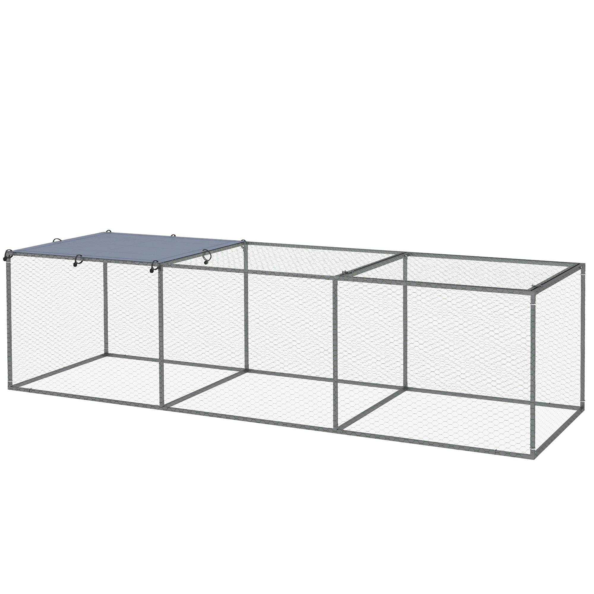 Sans Marque - Enclos poulailler cage clapier extérieur 3 m² petits animaux 3x1x0,8 m acier galvanisé - Image 2