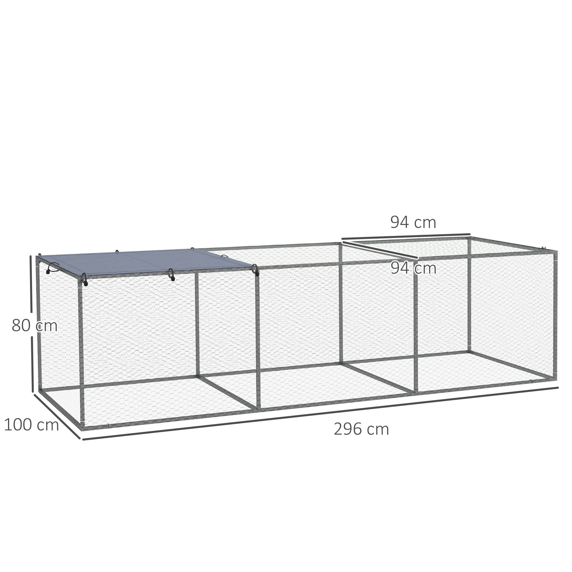 Sans Marque - Enclos poulailler cage clapier extérieur 3 m² petits animaux 3x1x0,8 m acier galvanisé - Image 5
