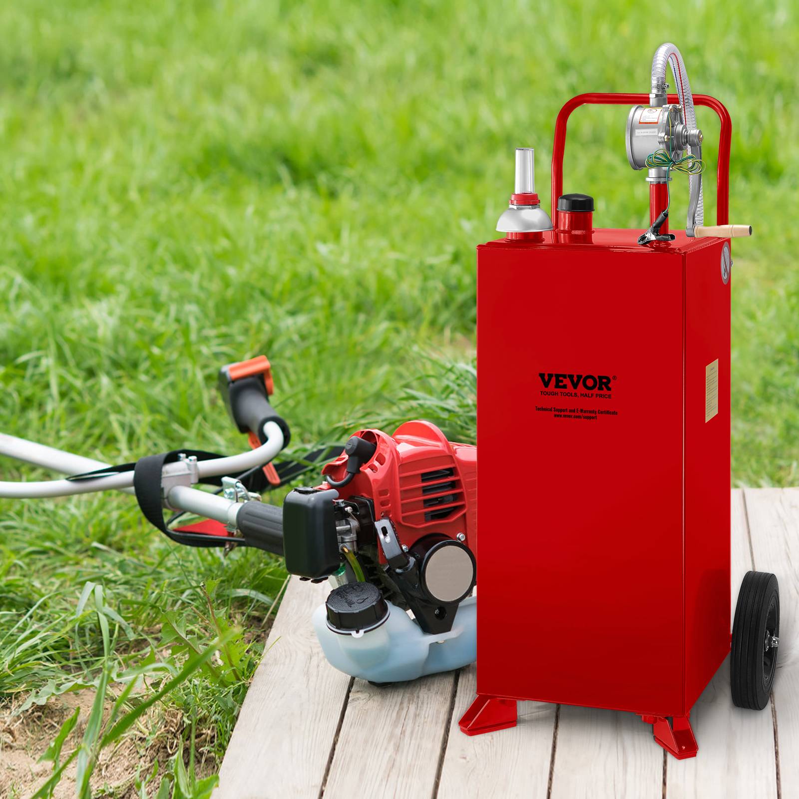 Vevor - VEVOR Chariot carburant 30 gallons, 2 roues, pompe manuelle. Essence, diesel, rouge. - Image 8