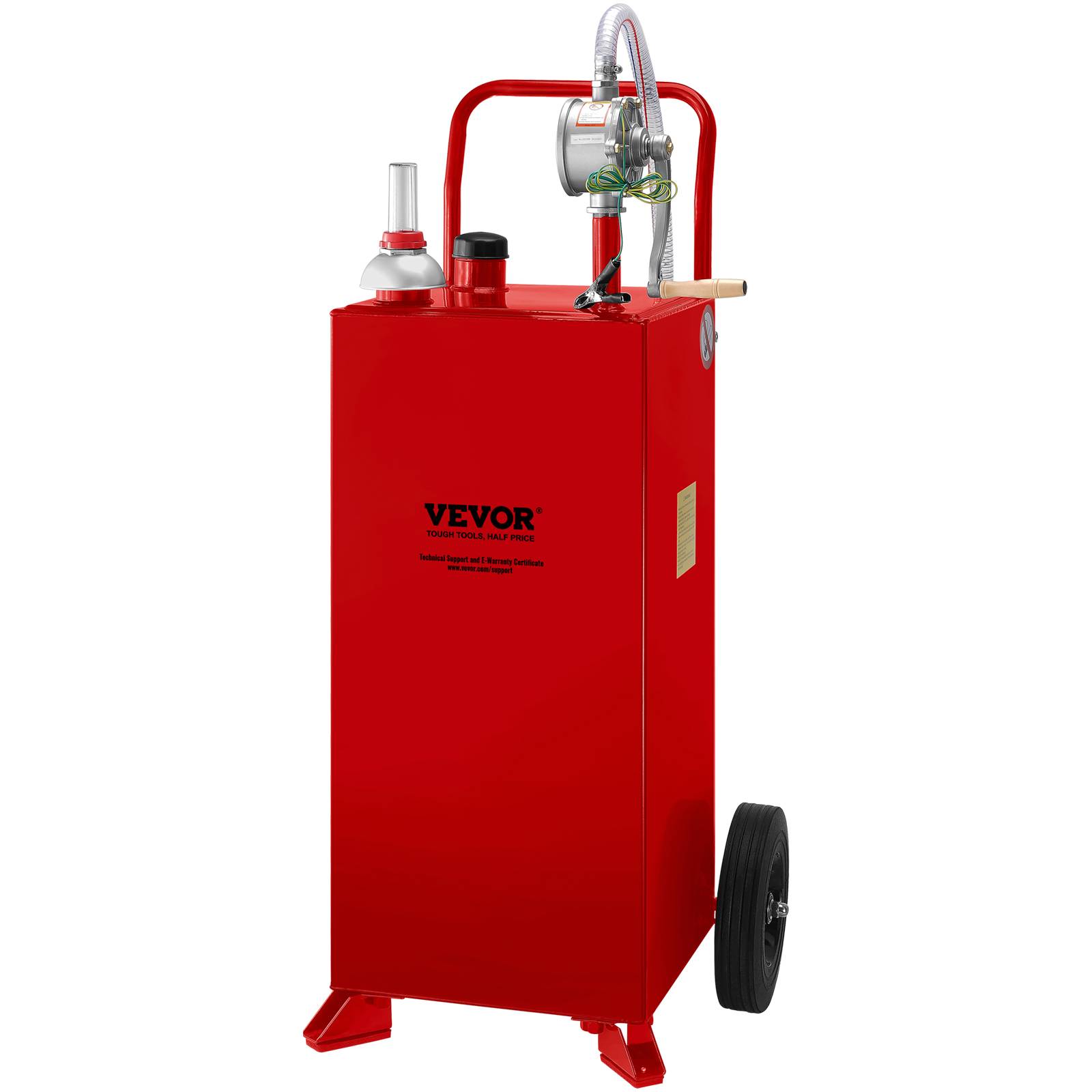 Vevor - VEVOR Chariot carburant 30 gallons, 2 roues, pompe manuelle. Essence, diesel, rouge. - Image 1