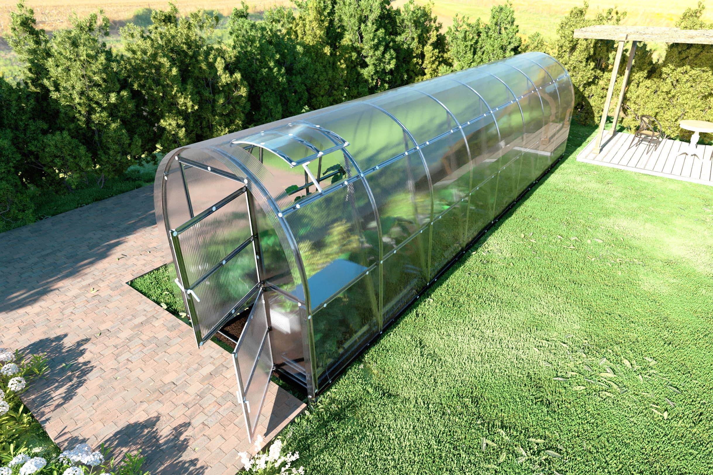 Serre KLASIKA SLIM 2 x 8 m (16 m²) , 6 mm avec revêtement en polycarbonate - Image 1