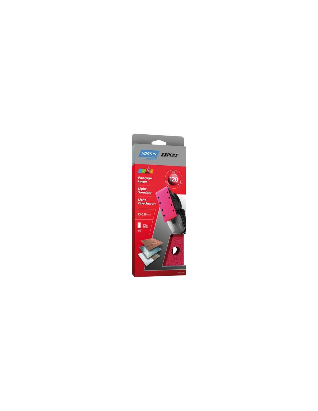 Norton - Patin Expert Trous Parallèles 93x230 Grain 120 X 5 Pièces - Norton