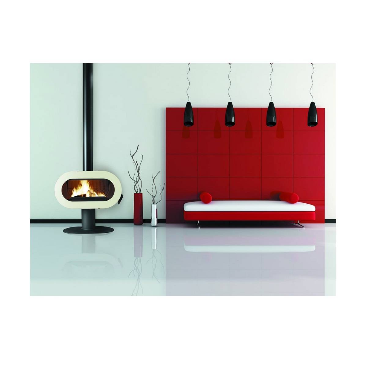 Invicta - Poêle à bois fonte 10kw ivoire P648046 Invicta - Image 3