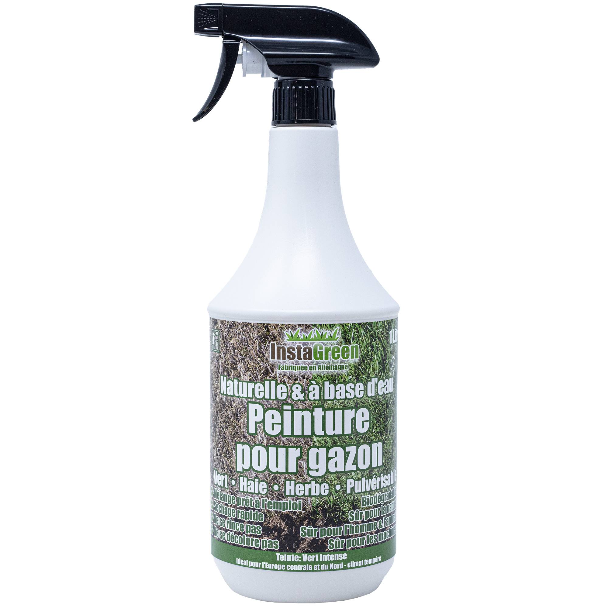 InstaGreen Premium peinture pour haies et gazon 1 litre vaporisateur - prête à l'emploi contre le jaunissement du gazon - à base d'eau biodégradable