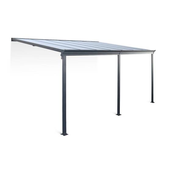 Pergola murale 3x4 m en aluminium et polycarbonate avec gouttière. pergola adossée. Avenio | sweeek - Image 2