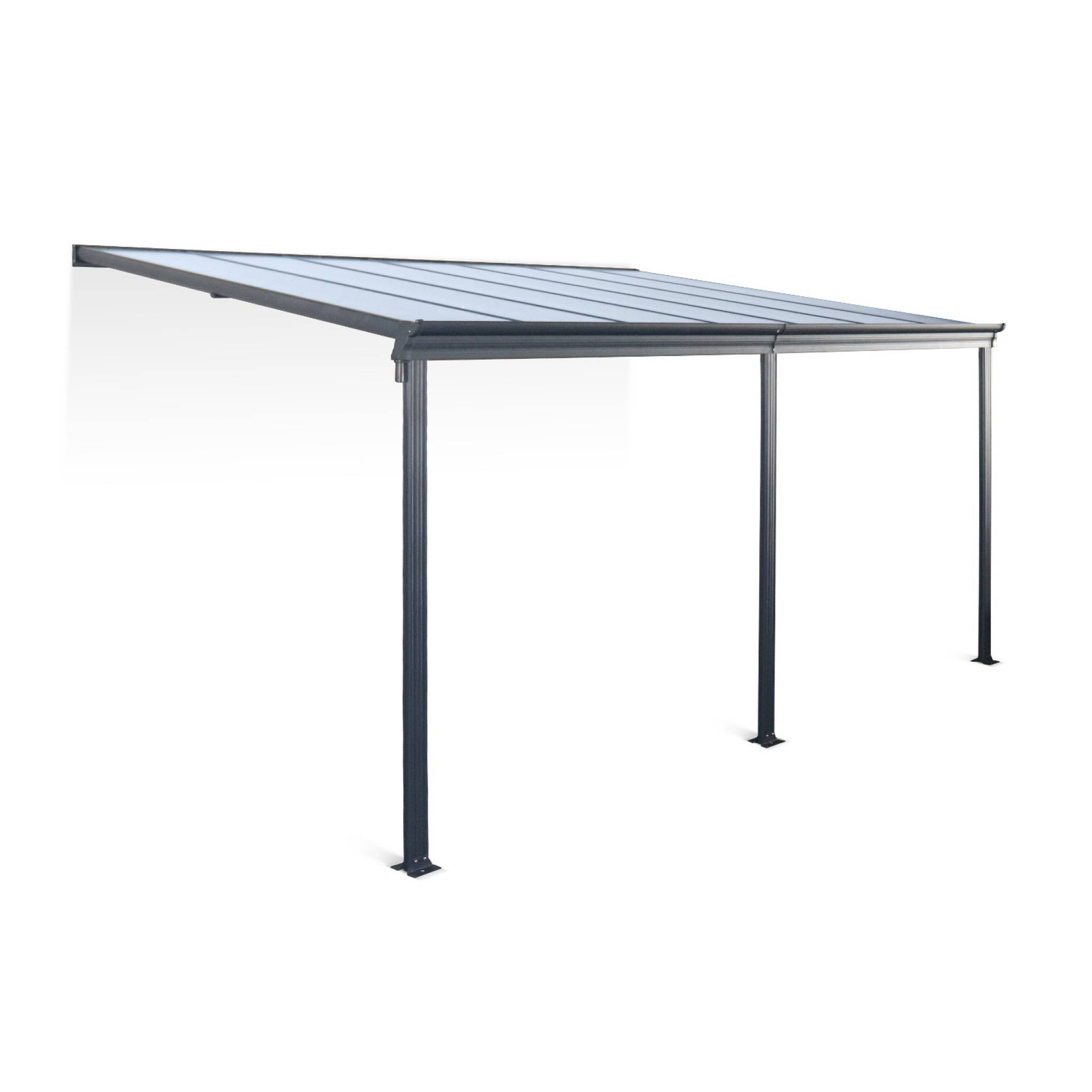 Pergola murale 3x4 m en aluminium et polycarbonate avec gouttière. pergola adossée. Avenio | sweeek - Image 2