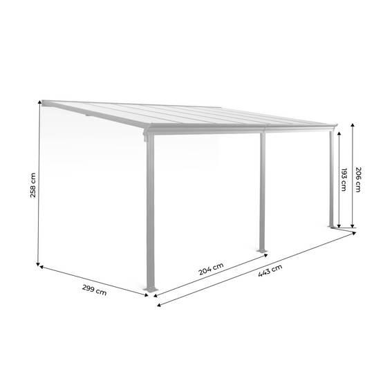Pergola murale 3x4 m en aluminium et polycarbonate avec gouttière. pergola adossée. Avenio | sweeek - Image 3