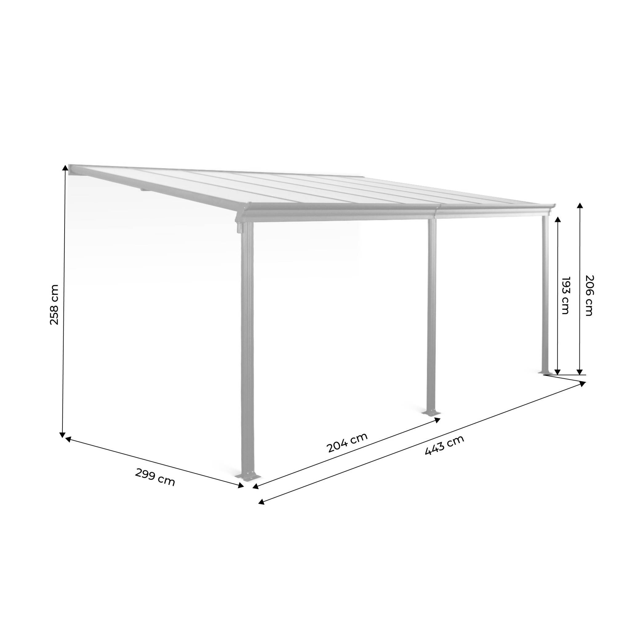 Pergola murale 3x4 m en aluminium et polycarbonate avec gouttière. pergola adossée. Avenio | sweeek - Image 3