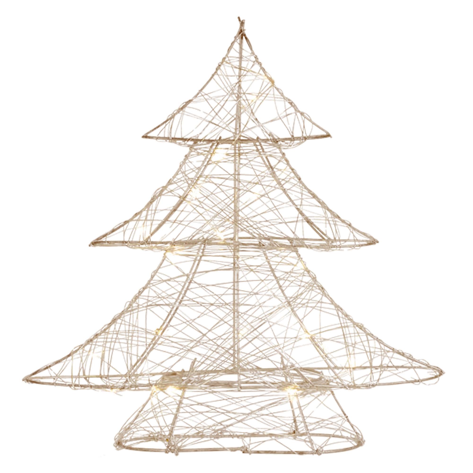 Sapin de Noël métallique 20 LED arbre lumineux décoration d'hiver 28 x 30  cm - Image 2